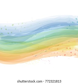 Abstract pink,purple
,yellow, blue watercolor brush Circle background Texture paper. Vector illustration.