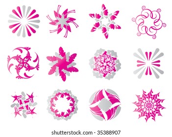 Iconos abstractos de plata rosa
