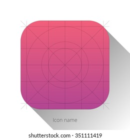 Abstract pink-violet app icon, blank button template with flat designed shadow and gradient background for internet sites, web user interfaces (UI) and applications (apps). Vector illustration.