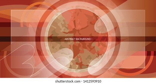Abstract pink-white brown background in the form of multicolored pastel broken lines and spots with a circular frame in the center for your website or design project.