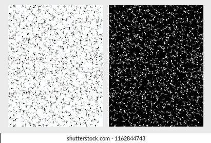 Abstract Pins Vector Pattern Set. White and Black Backgrounds. Small Scattered Elements. Simple Hand Drawn Design.