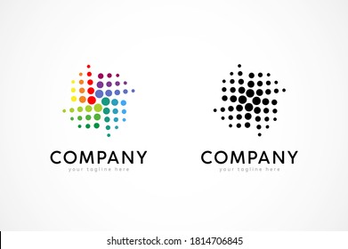 Abstract Pinwheel Logo,pinwheel From Dot Particle, Usable For Business And Technology Logos, Flat Design Logo Template, Vector Illustration
