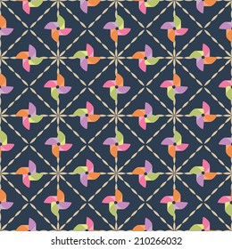 abstract pinwheel seamless colorful pattern and background.vector.