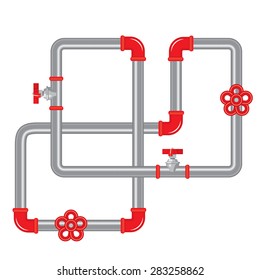 Abstract pipeline background - colorful vector illustration. Includes a pattern brush. Complex node of pipes in steampunk style