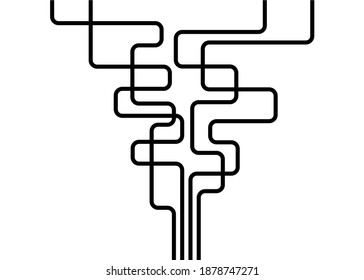 Abstract pipes from black lines on a white background. Modern vector pattern
