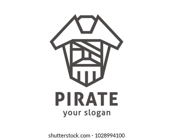 Abstract pirate logo template. Vector format, available for editing. Black-and-white version on a light background.