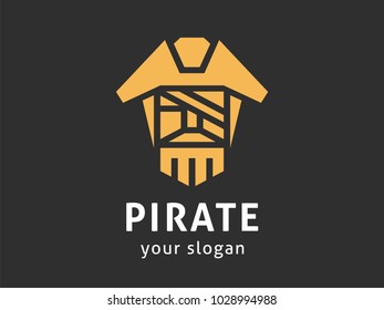 Abstract pirate logo template. Vector format, available for editing. Color version on a dark background.