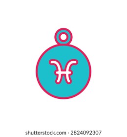 Abstract Pisces astrological sign within a modern pendant design. Clean flat graphic for branding or personalization.
