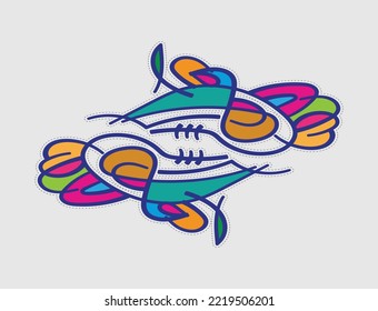 Abstract pisces drawing art for wall.