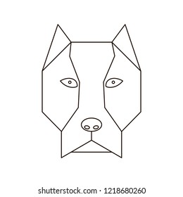 Abstract pitbull isolated on white background. Creative art concept. Terrier dog head vector illustration.  Hand drawn sketch.