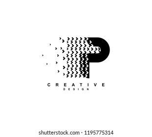 Abstract Pixel Arrow Letter P Creative Logo Design