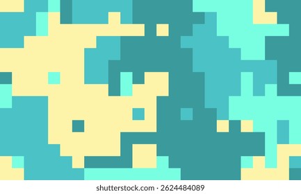 Abstrakter Pixelkunst-Hintergrund.  Kühle, beruhigende Pastelltöne und beige Farben schaffen ein dynamisches, nahtloses Muster, das sich ideal für Website-Banner, Social-Media-Grafiken oder moderne Textildesigns eignet.