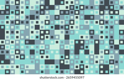 Fundo abstrato da arte em pixels.  Padrão geométrico resfriado de tamanhos quadrados variados cria um design dinâmico e moderno. Ideal para sites, apresentações ou impressões têxteis.