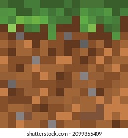 Abstract pixel art background. The earth in pixel block vector.