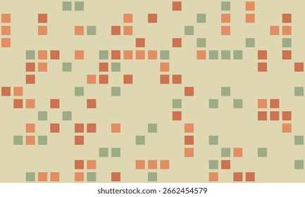Abstract pixel art background.  Earthy tones create a calming, retro aesthetic. Ideal for websites, presentations, or textile designs.  Suggests connectivity, data flow, or organic growth.
