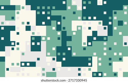 Abstract pixel art background.  Modern, calming teal and cream color palette evokes a sense of digital tranquility or technological growth. Ideal for websites, presentations, or as a design element.