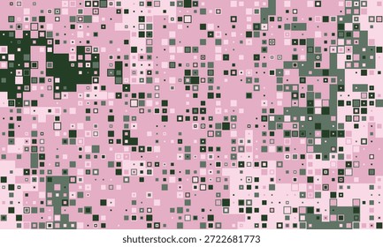 Fundo abstrato da arte em pixels.  Um mosaico de quadrados rosa e verde cria um visual dinâmico e texturizado. Perfeito para banners de site, apresentações ou projetos de design moderno.