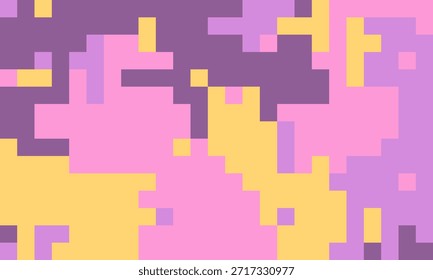 Abstractas fondo de pixel art.  Los cuadrados de color rosa pastel, púrpura y amarillo crean un diseño dinámico y moderno.
