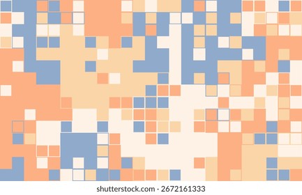 Fundo abstrato da arte em pixels. As cores pastel suaves criam um design calmante e moderno perfeito para sites, apresentações ou mídias sociais.  Representa tecnologia digital, fluxo de dados ou um conceito em mosaico.