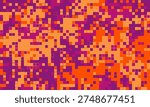 Abstract pixel art background.  Vibrant orange and purple mosaic pattern. Ideal for tech, digital, or modern design projects. Represents data, technology, or connectivity.