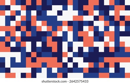 Abstract pixel art background.  Vibrant coral, navy, and white squares create a dynamic, modern design. Perfect for websites, presentations, or textile prints.