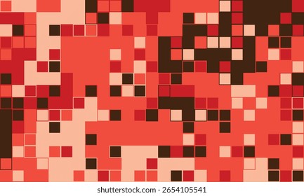 Abstract pixel art background.  Vibrant red and brown mosaic creates a dynamic, energetic visual.