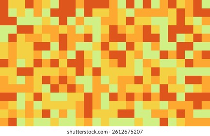 Abstract pixel art background. Warm, vibrant hues of orange and yellow create a dynamic, energetic texture. Ideal for website banners, presentations, or digital art projects.