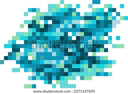 Abstract pixel art blue tones spot isolated on white. Modern vector design element for postcard, cover, mobil apps, web banner, printing on t-shirts, home textile, bedding, fabric, package.