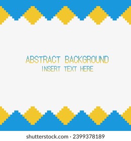Abstract Pixel art Blue and Yellow Zig Zag Frame Flat Illustration Template