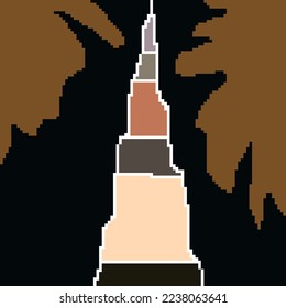 abstract pixel art color combination depicting buildings
