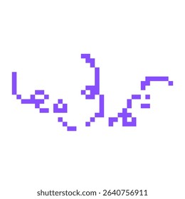 Abstract pixel art design featuring purple mosaic form in a comic-inspired, geometric style.