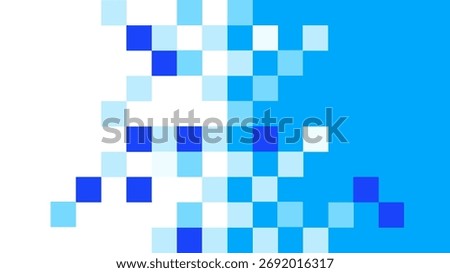 Abstract pixel art with gradient of blue and black squares creating dynamic pattern
