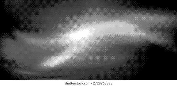 Efeito de luz monocromático de pixel art abstrato com grão digital em fundo escuro. Design de textura de exibição de tela de jogos retro.