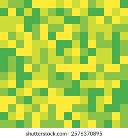 Abstract Pixel Art Pattern in Vibrant Greens and Yellows