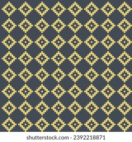 Abstract pixel art seamless fabric Background of geometric square pattern with black and yellow tone for wallpaper,fabric,printing and poster