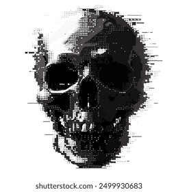 Abstract Pixel Art Skull with Distorted Effects. Vector illustration design.