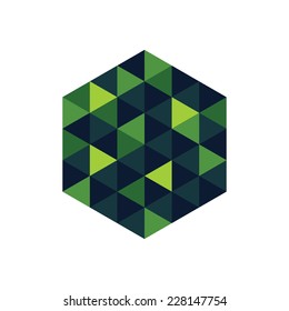 An abstract pixel art style shape isolated over white