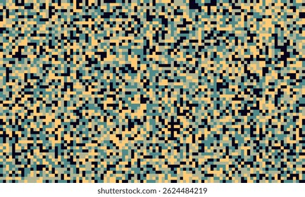 Abstrakte Pixelkunsttextur.  Die markante Farbpalette mit Stummschaltung erzeugt einen klassischen, digitalen Camouflage-Effekt. Ideal für Hintergründe, Website-Design oder Stoffdrucke.