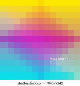 Abstract pixel background with colorful squares. Transition and gradation of color. Vector blend gradient for illustrations, covers and flyer.