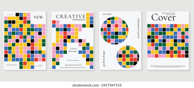 Abstract pixel background cover vector. Modern digital wallpaper with multicolor. Futuristic landing page illustration for branding, commercial, advertising, web, poster, card.