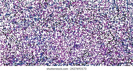 Abstract pixel background. Digital data technology square black and violet pattern. Pixelated retro texture. Black, purple, blue graphic dots ornament on transparent background