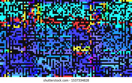 Abstract pixel background glitch texture. Digital distortion interference of a faulty TV repeater. Vector illustration.