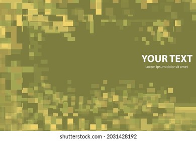 Abstract pixel background illustration. Place to write. background from green tiles with shadows.