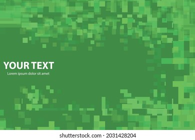 Abstract pixel background illustration. Place to write. background from green tiles with shadows.