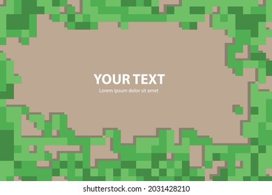 Abstract pixel background illustration. Place to write. background from green tiles with shadows.