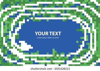 Ilustración de fondo de píxeles abstractos. Lugar para escribir. fondo de azulejos verdes con sombras.