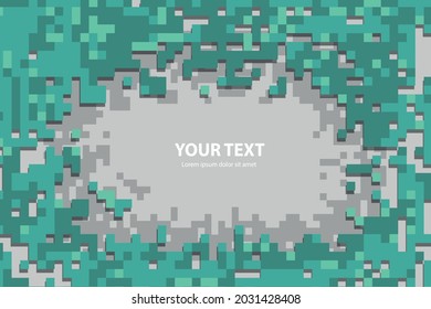 
Abstract pixel background illustration. Place to write. background from green tiles with shadows.