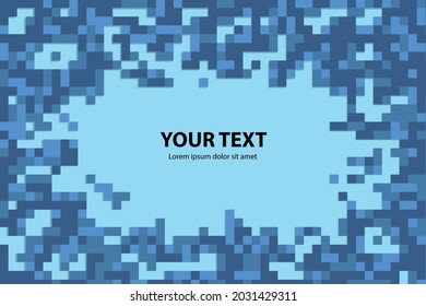 Abstract pixel background illustration. Place to write. background from blue tiles with shadows.