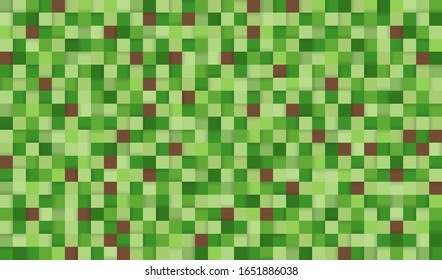 Abstract pixel background illustration. Seamless green and brown squares background with shadows.