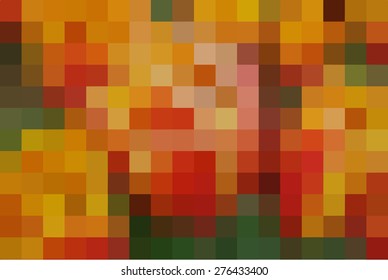 Abstract pixel background / Red mosaic / Tiles / Background / Red green yellow